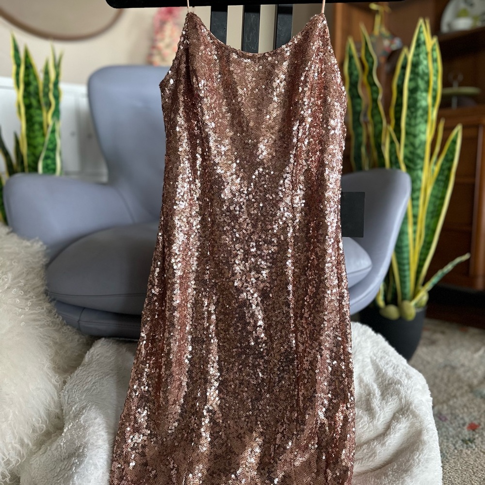 Lulus Copper Sequin Sheath Mini Dress for Cocktail
